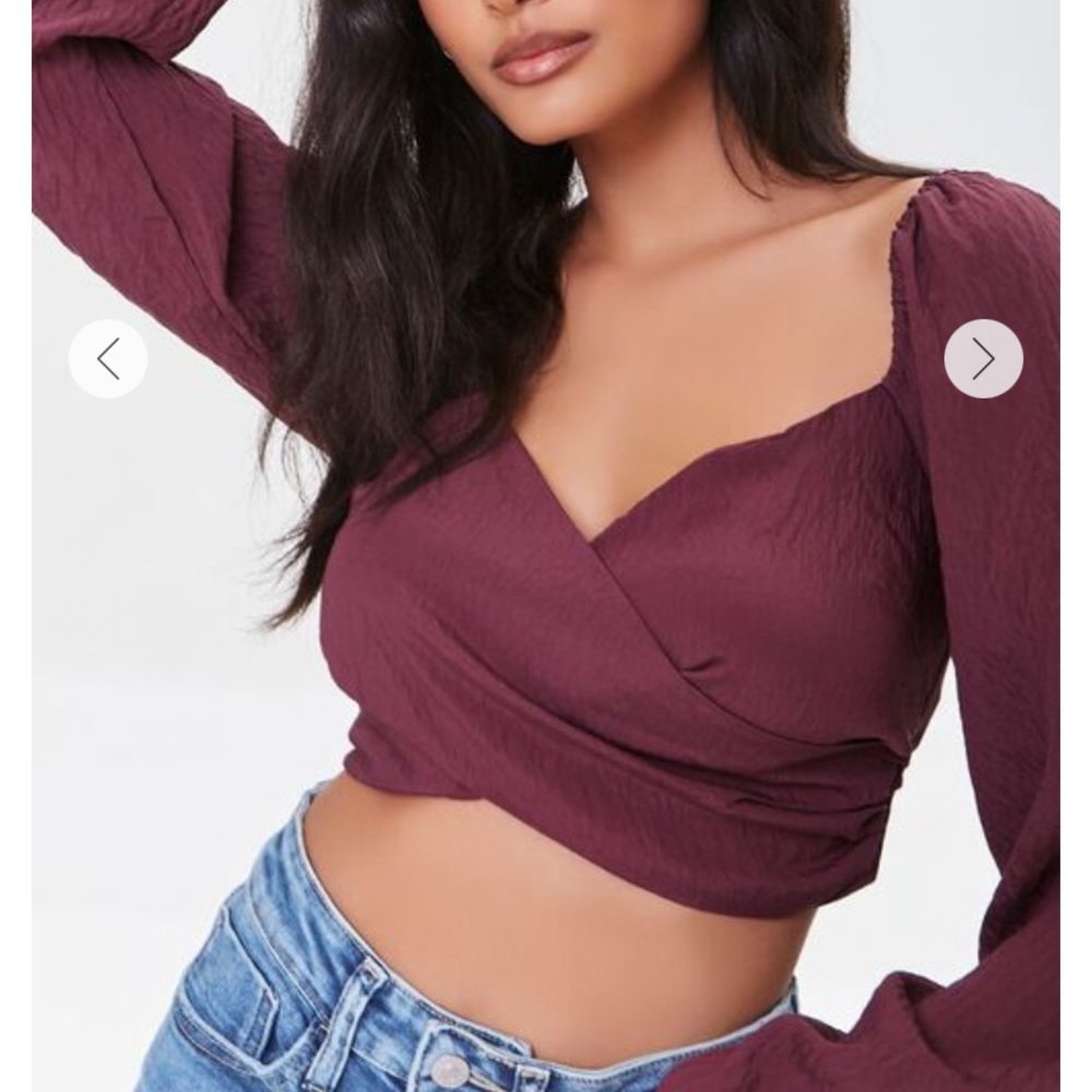 Forever 21 Small Long Sleeve Purple Crop Top